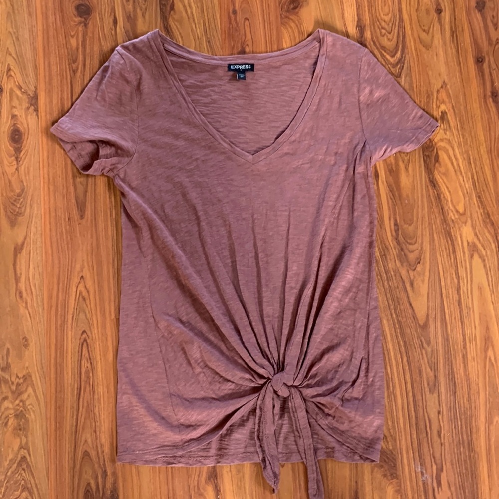 Express Maroon front tie tee shirt